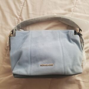 Michael Kors Sky Blue Suede Shoulder Bag, With Strap
